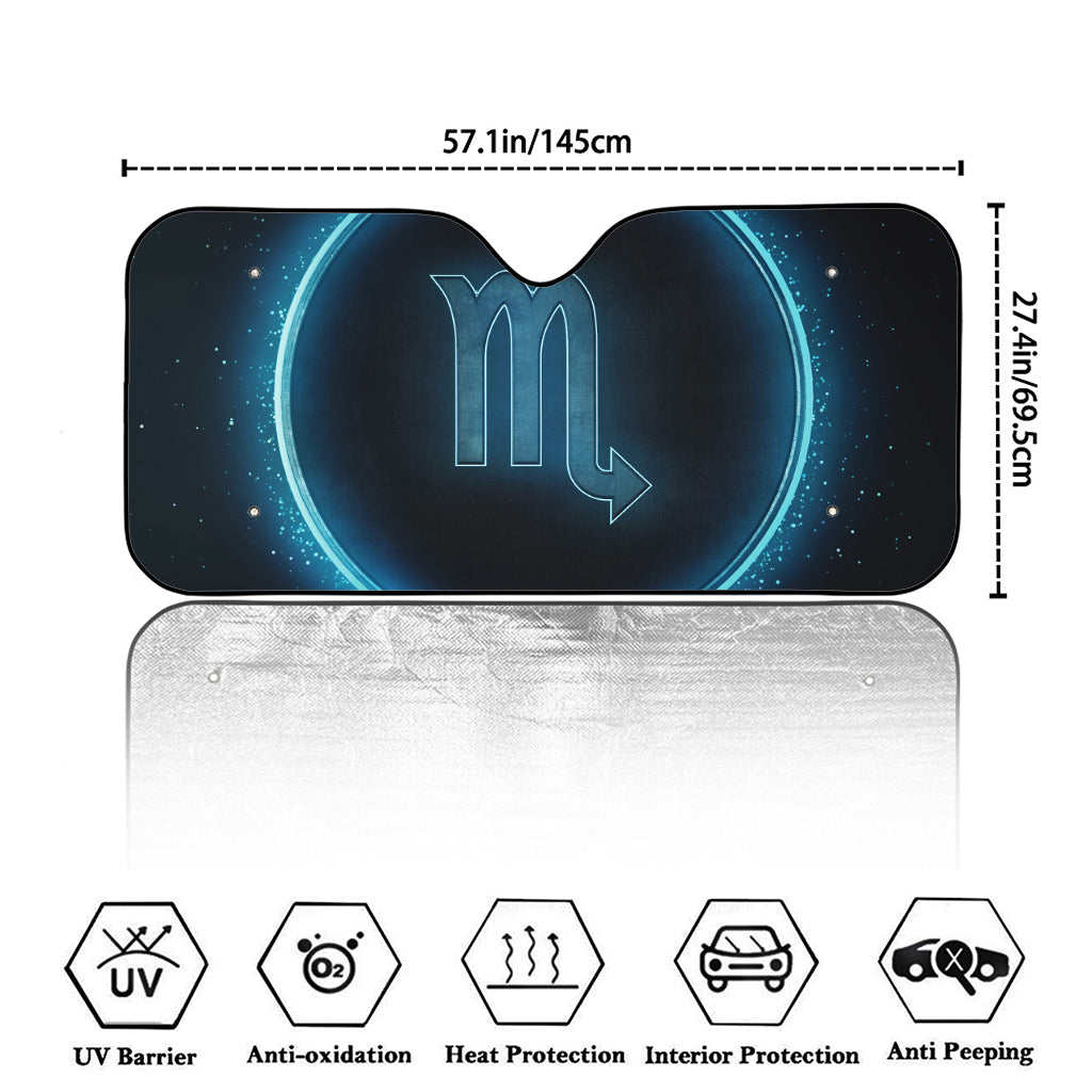 Blue Scorpio Zodiac Sign Print Car Windshield Sun Shade