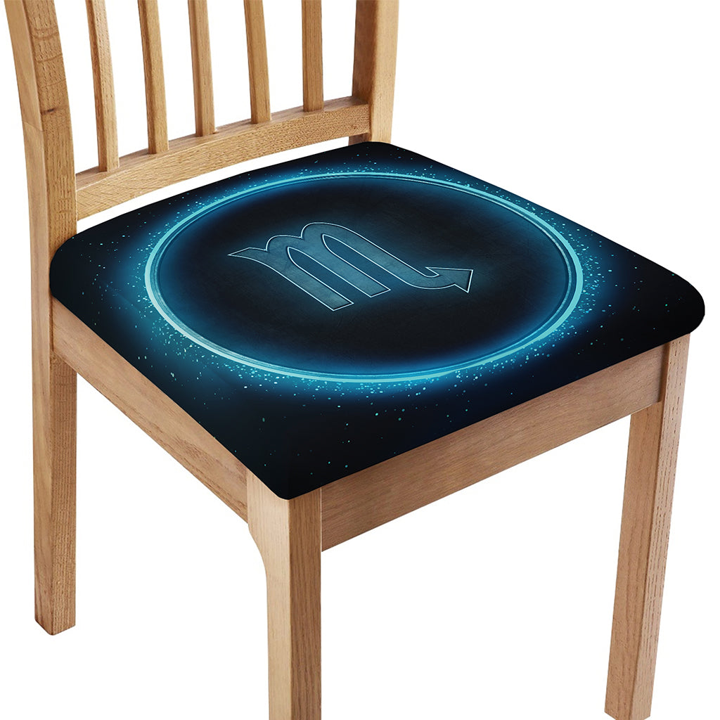 Blue Scorpio Zodiac Sign Print Chair Cushion Cover
