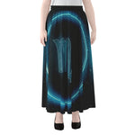 Blue Scorpio Zodiac Sign Print Chiffon Maxi Skirt