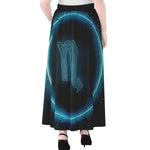 Blue Scorpio Zodiac Sign Print Chiffon Maxi Skirt