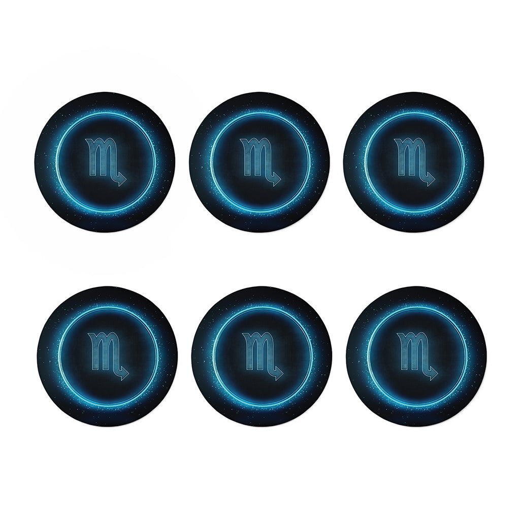 Blue Scorpio Zodiac Sign Print Coaster Set