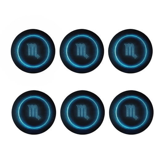 Blue Scorpio Zodiac Sign Print Coaster Set