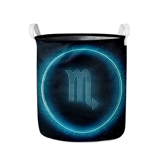 Blue Scorpio Zodiac Sign Print Collapsible Laundry Basket