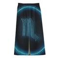 Blue Scorpio Zodiac Sign Print Cotton Front Slit Maxi Skirt