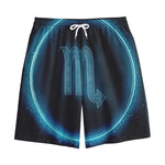 Blue Scorpio Zodiac Sign Print Cotton Shorts