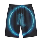 Blue Scorpio Zodiac Sign Print Cotton Shorts
