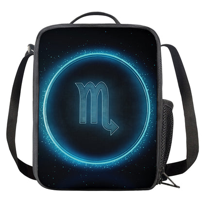 Blue Scorpio Zodiac Sign Print Crossbody Lunch Bag