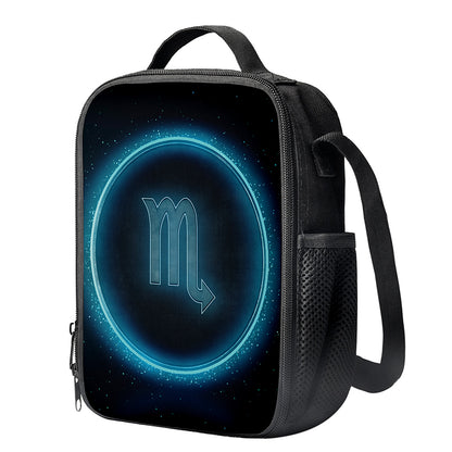 Blue Scorpio Zodiac Sign Print Crossbody Lunch Bag