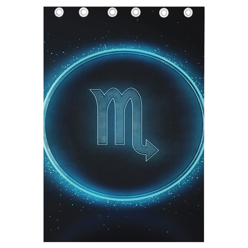Blue Scorpio Zodiac Sign Print Curtain