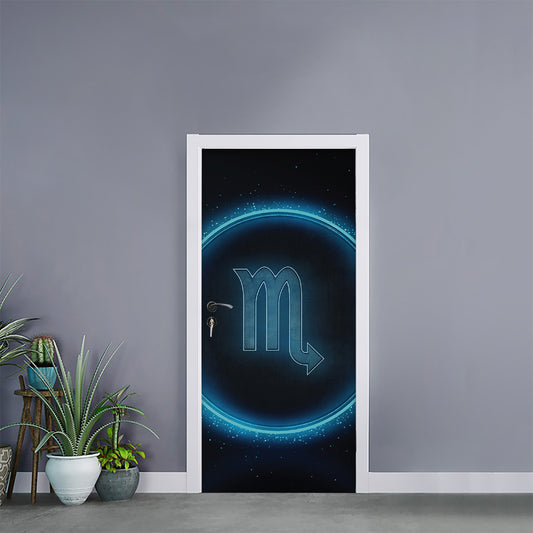 Blue Scorpio Zodiac Sign Print Door Sticker
