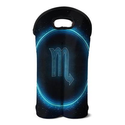Blue Scorpio Zodiac Sign Print Double Neoprene Wine Tote