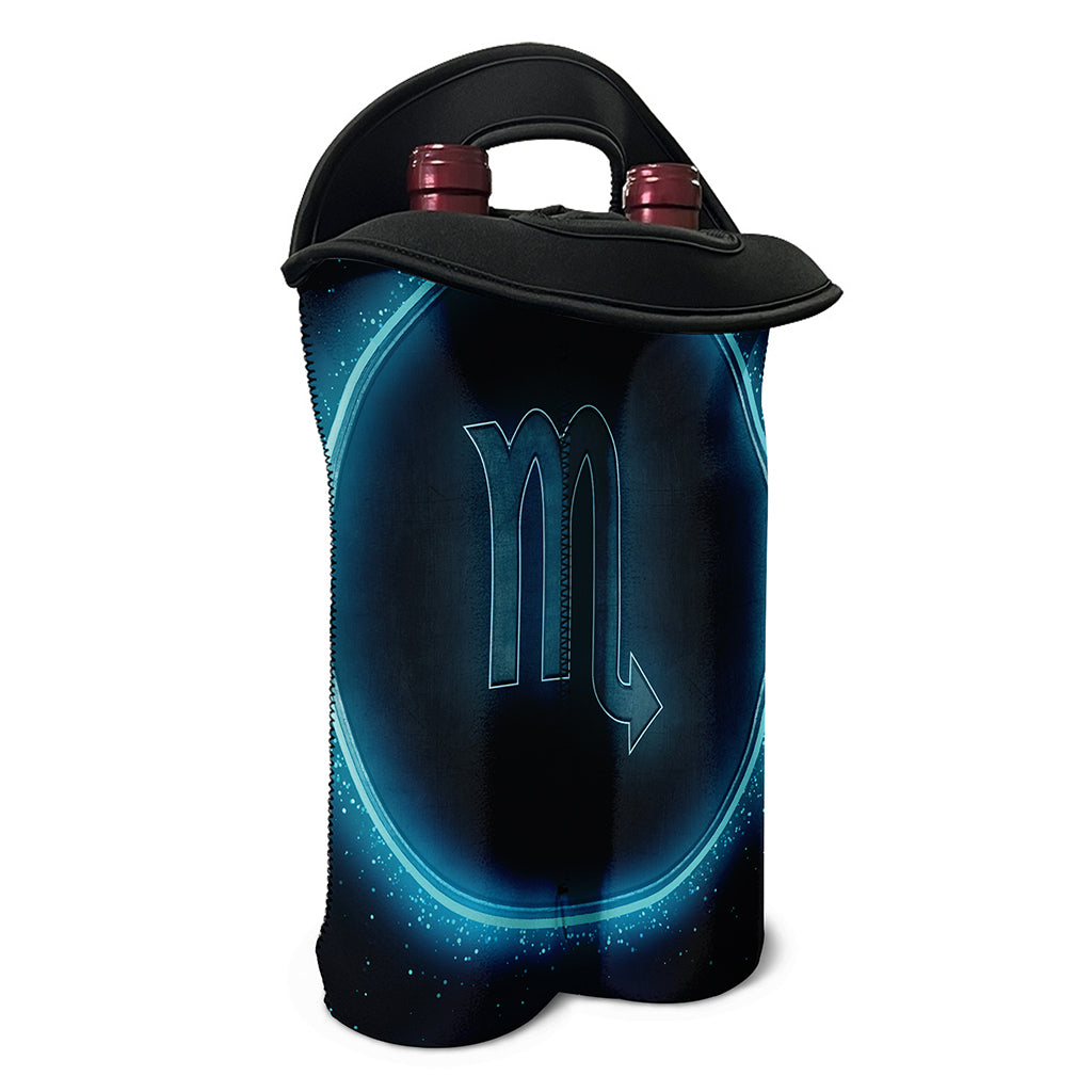 Blue Scorpio Zodiac Sign Print Double Neoprene Wine Tote