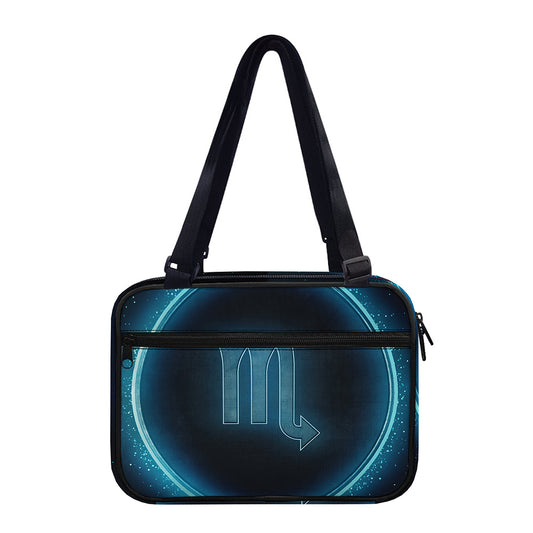 Blue Scorpio Zodiac Sign Print Double Strap Bible Bag