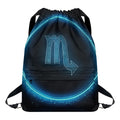 Blue Scorpio Zodiac Sign Print Drawstring Backpack