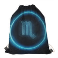 Blue Scorpio Zodiac Sign Print Drawstring Bag