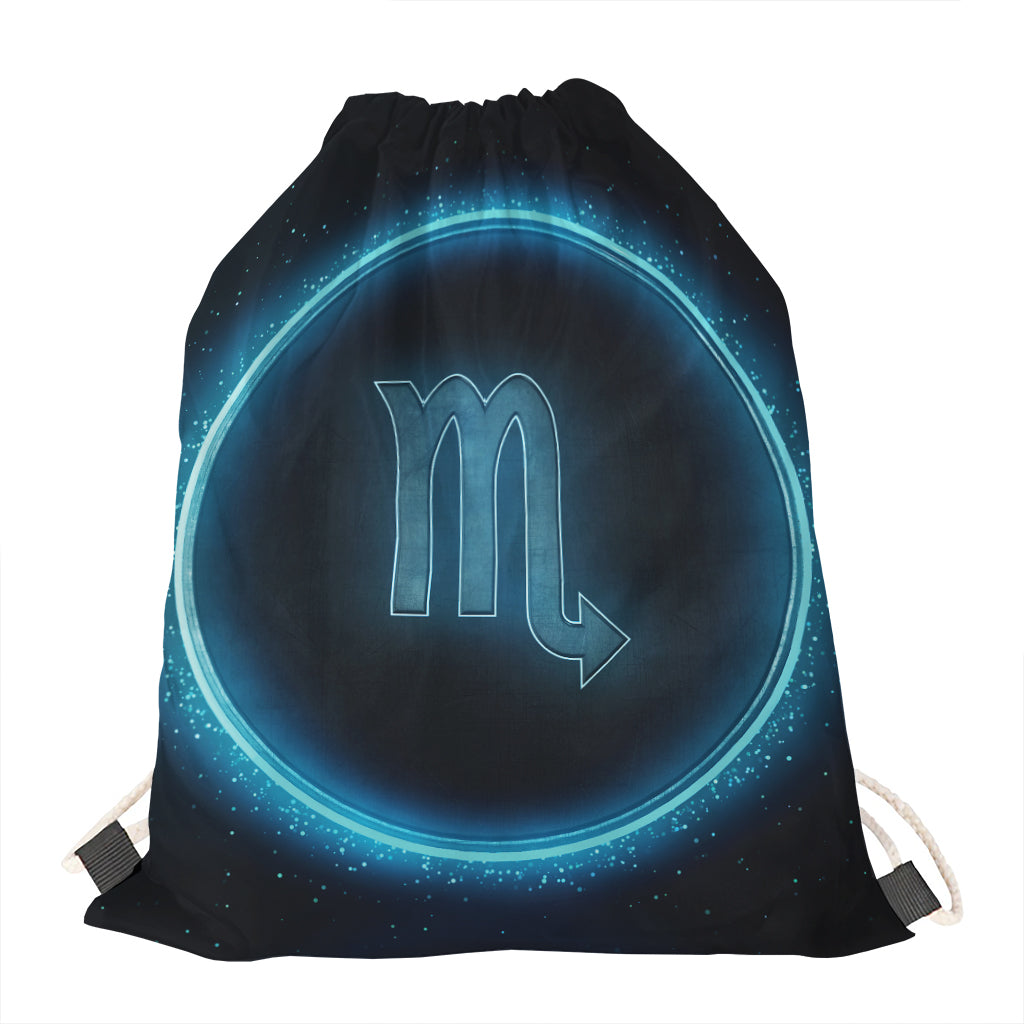 Blue Scorpio Zodiac Sign Print Drawstring Bag