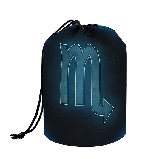 Blue Scorpio Zodiac Sign Print Drawstring Makeup Bag