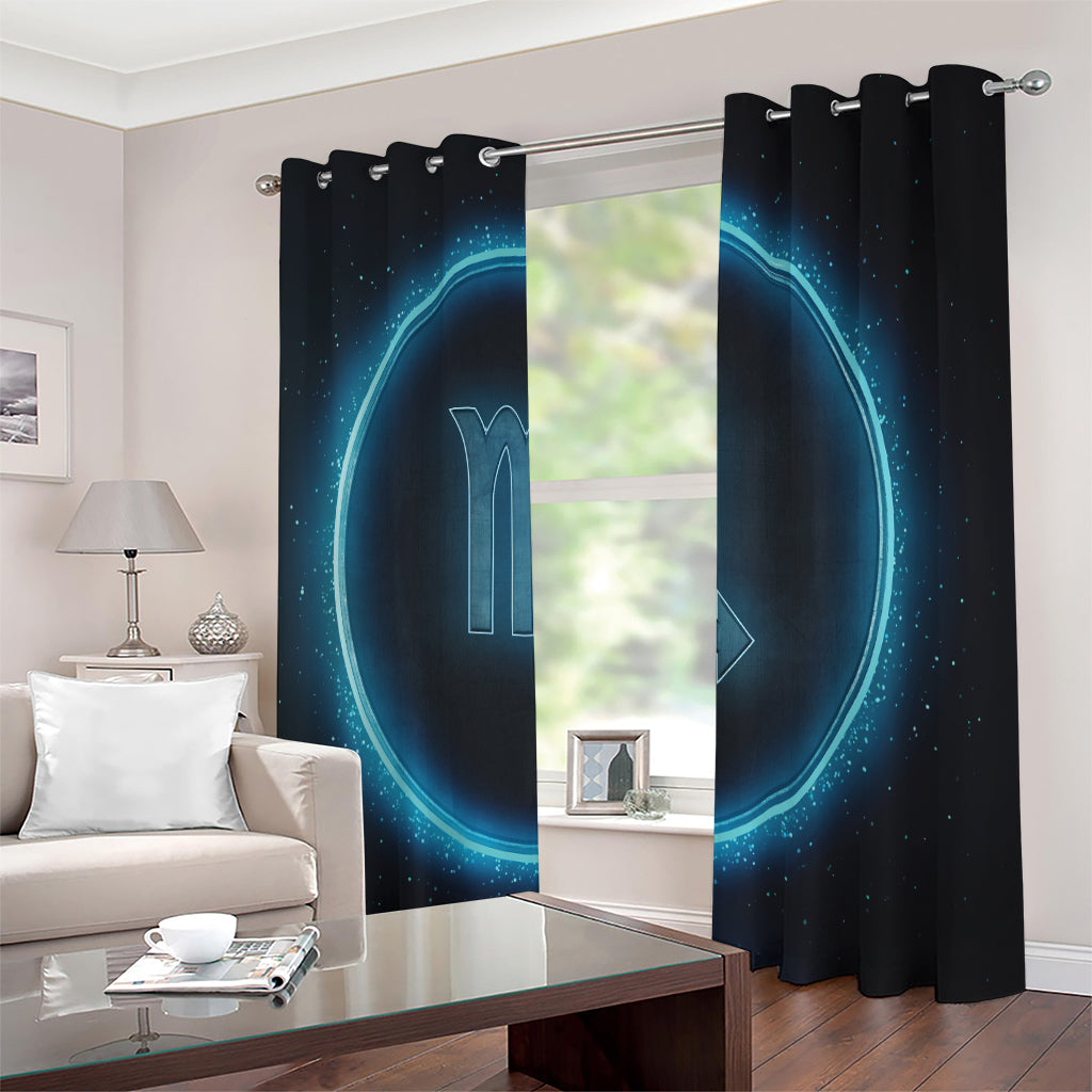 Blue Scorpio Zodiac Sign Print Extra Wide Grommet Curtains