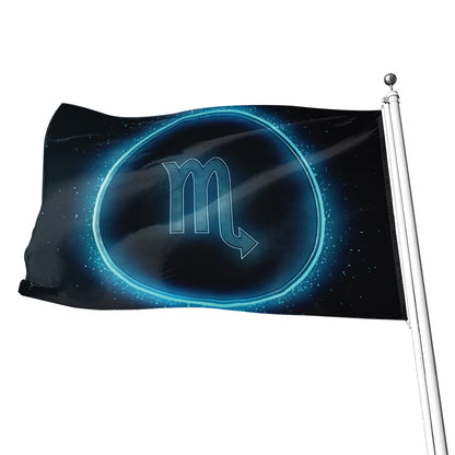 Blue Scorpio Zodiac Sign Print Flag