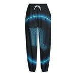 Blue Scorpio Zodiac Sign Print Fleece Lined Knit Pants