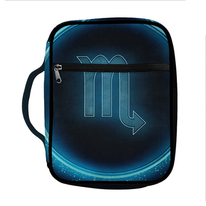 Blue Scorpio Zodiac Sign Print Front Pocket Bible Bag