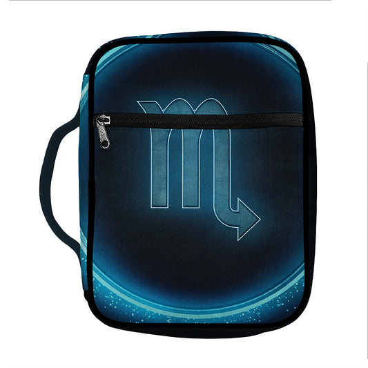 Blue Scorpio Zodiac Sign Print Front Pocket Bible Bag