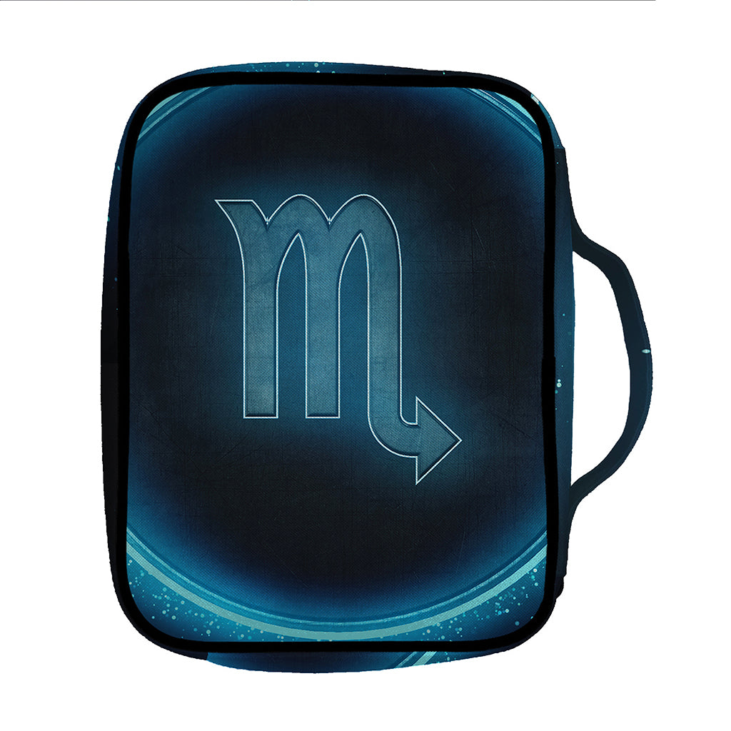 Blue Scorpio Zodiac Sign Print Front Pocket Bible Bag