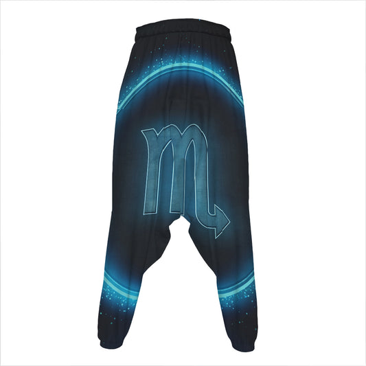 Blue Scorpio Zodiac Sign Print Hammer Pants