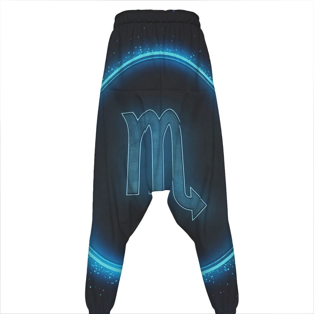 Blue Scorpio Zodiac Sign Print Hammer Pants
