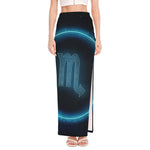 Blue Scorpio Zodiac Sign Print High Slit Maxi Skirt