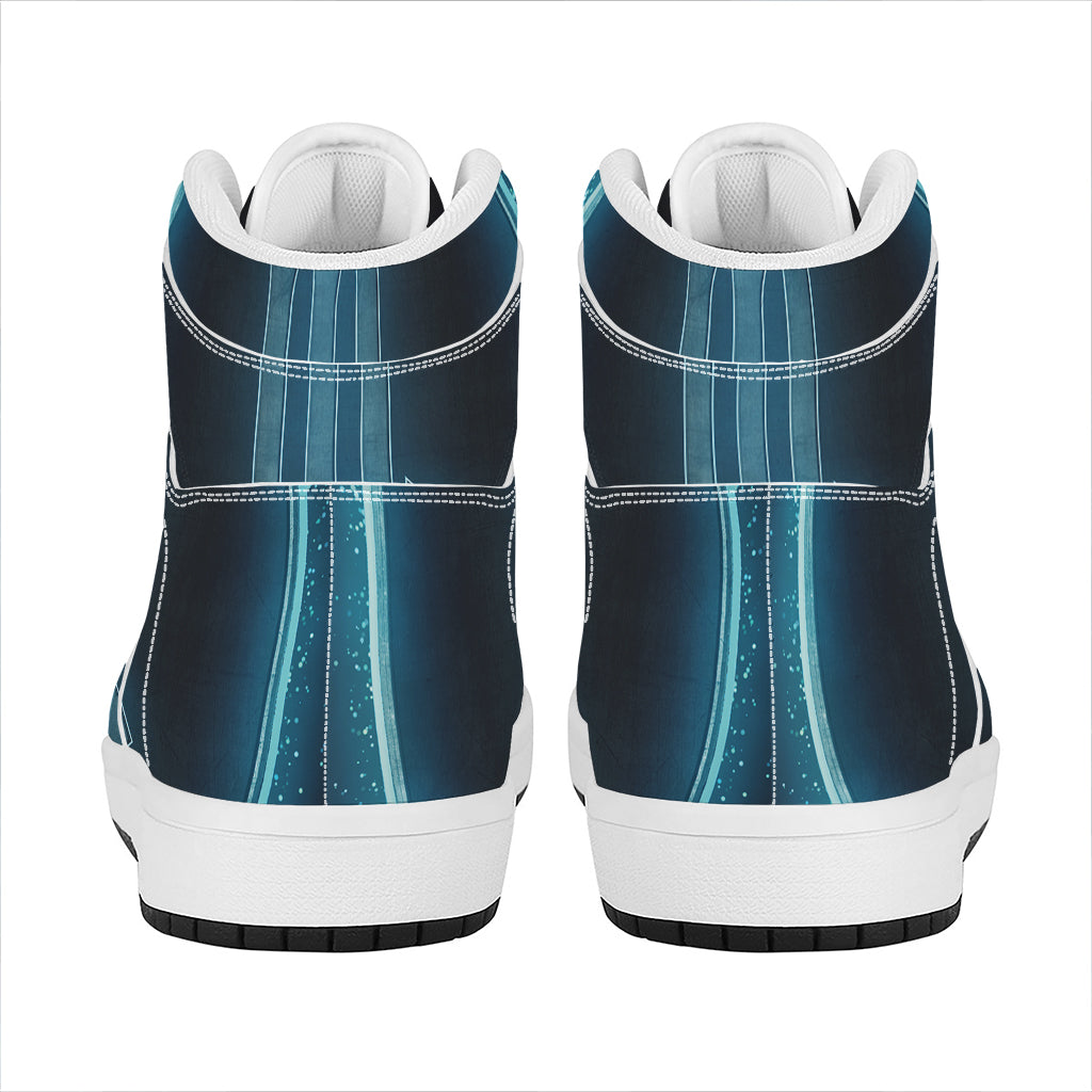 Blue Scorpio Zodiac Sign Print High Top Leather Sneakers