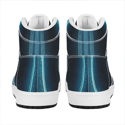 Blue Scorpio Zodiac Sign Print High Top Leather Sneakers