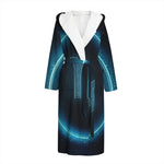 Blue Scorpio Zodiac Sign Print Hooded Bathrobe