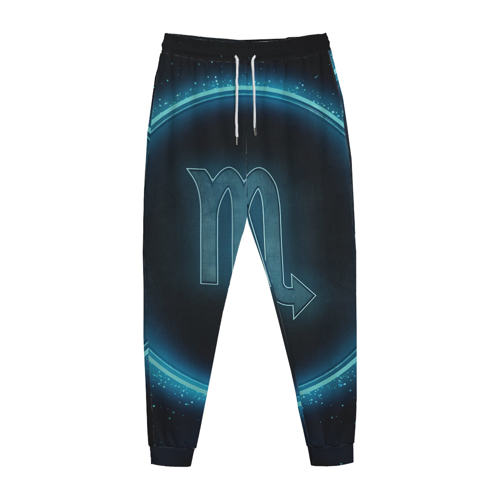 Blue Scorpio Zodiac Sign Print Jogger Pants