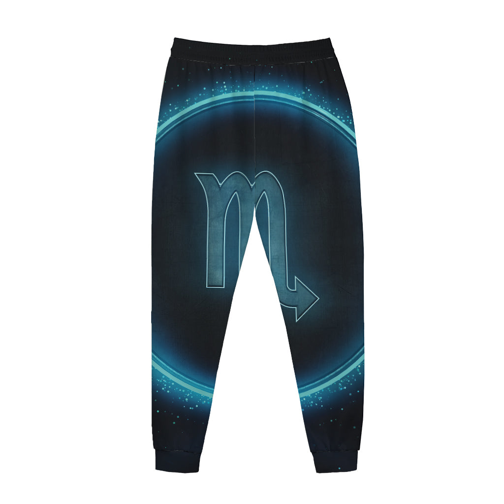 Blue Scorpio Zodiac Sign Print Jogger Pants