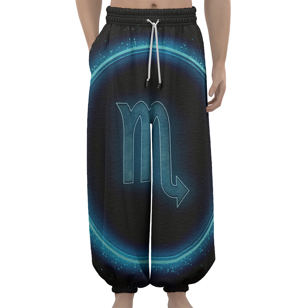 Blue Scorpio Zodiac Sign Print Lantern Pants
