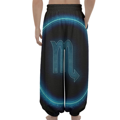 Blue Scorpio Zodiac Sign Print Lantern Pants