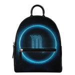 Blue Scorpio Zodiac Sign Print Leather Backpack