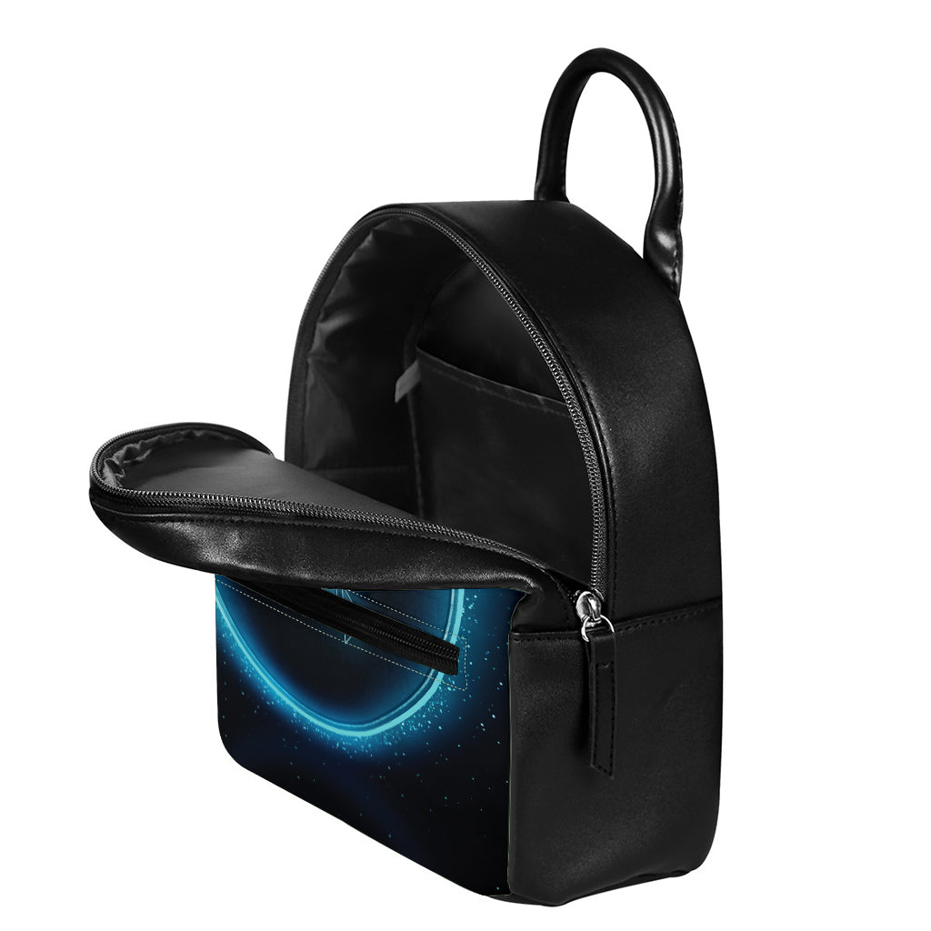 Blue Scorpio Zodiac Sign Print Leather Backpack