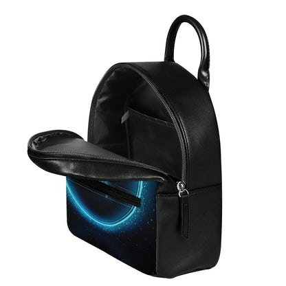 Blue Scorpio Zodiac Sign Print Leather Backpack