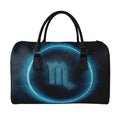 Blue Scorpio Zodiac Sign Print Leather Duffel Bag