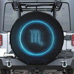 Blue Scorpio Zodiac Sign Print Leather Spare Tire Cover