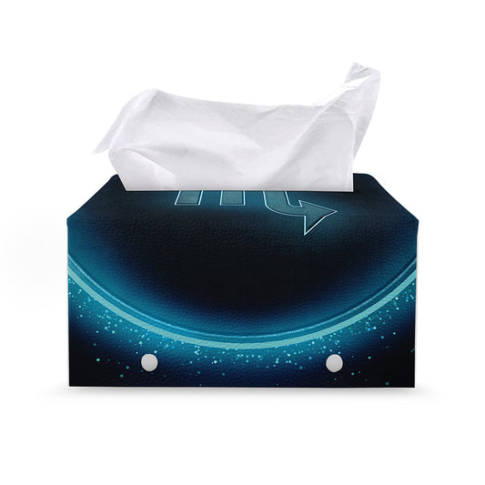 Blue Scorpio Zodiac Sign Print Leather Tissue Box Cover