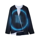 Blue Scorpio Zodiac Sign Print Long Sleeve Short Coat