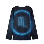 Blue Scorpio Zodiac Sign Print Long Sleeve Short Coat