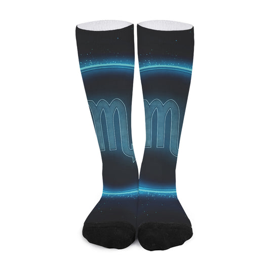 Blue Scorpio Zodiac Sign Print Long Socks