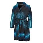 Blue Scorpio Zodiac Sign Print Men's Bathrobe
