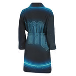 Blue Scorpio Zodiac Sign Print Men's Bathrobe
