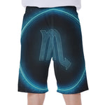 Blue Scorpio Zodiac Sign Print Men's Beach Shorts