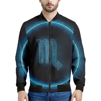 Blue Scorpio Zodiac Sign Print Men's Bomber Jacket